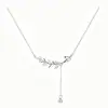 Collar transfronterizo estilo coreano nuevo de plata de ley S925 con espigas de trigo tachonadas de diamantes y borlas, una cadena de clavícula versátil, directo del fabricante para venta al por mayor