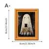Marco de Foto Magnético de Madera de Doble Capa con Manos Unidas de Tres Brujas Rosa de Halloween Imán de Refrigerador Retro Decoración de Atmósfera