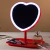 Espejo de maquillaje LED de escritorio espejo de boda amor de escritorio espejo de almacenamiento portátil espejo de belleza luz de relleno espejo de tocador