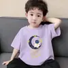 Camiseta de Manga Curta Masculina Verão 2026 Top Estampado Infantil Estilo Coreano Bonito Solto Algodão Gola Redonda Camiseta Básica