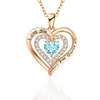 Colar de pedra de nascimento transfronteiriço feminino ouro rosa pedra de aniversário colar pingente de coração de diamante colar em forma de coração colar europeu e americano