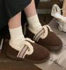 Moda Casual Color Cálido Combinación Vintage Zapatos Birkenstock para Mujer Otoño e Invierno Ropa Exterior para Padres e Hijos Nuevo Ins Zapatos Tipo Lenteja Forrados de Polar