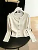 Cárdigan de Punto Bloque de Color Estilo Coreano Primavera/Otoño 2026 Ropa Exterior para Mujer Tacto de Alta Gama Petite Versátil Estilo Corto Top con Temperamento
