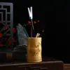 Direto da Origem Porta-Canetas de Bambu Natural e Madeira Balde Redondo Retrô para Canetas Estilo Chinês Decoração de Escritório Estudo Caixa de Armazenamento