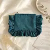 Bolsa de Embreagem Franzida com Babados Cor Sólida Veludo Cotelê Bolsa de Maquiagem Grande Capacidade Portátil Lona Bolsa Liner de Armazenamento
