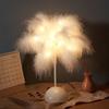 Luz roja de red, luz de plumas, luz de mesa, luz de noche, luz de ambiente en vivo para niña, luz decorativa para dormitorio, luz romántica para cumpleaños