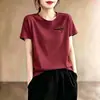 Camiseta de Manga Curta Nova de Verão para Mulheres no Comércio Exterior Transfronteiriço, Cor Roxo Taro da Moda, Ombro Normal, Estampa de Coração, Moda Estilosa e Juvenil