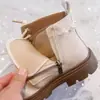 Botines Blancos de Piel para Niña 2026 Otoño/Invierno Felpa Extra Doble Algodón Botas Martin Infantiles Botas de Algodón Princesa Niña Forro Sencillo