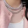 Colar de Pérolas Shijia Roxo Rosa Manta Luxo Acessível Feminino Versátil Leve Forte Corrente de Clavícula de Alto Padrão Colar de Empilhamento de Nicho