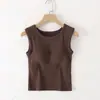 Um Novo Estilo de Colete Primavera/Verão com Bojos no Peito, Alças Largas, Copas Integradas, Adequado para Uso Interno e Externo, Comprimento na Cintura, Cor Sólida