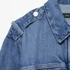 Exportación Transfronteriza Ropa de Mujer Otoño 2025 Estilo Europeo y Americano Correa en la Cintura Manga Larga Chaqueta de Mezclilla Top Mujer D6380035