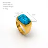 2026 Novo Anel de Aço Inoxidável Azul Turquesa Personalizado Estilo Europeu e Americano Anel Simples da Moda Tendência Atacado