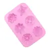 Spot Wholesale 6 Flores Consecutivas Forma de Flor de Estrella de Cinco Puntas Molde de Silicona para Pastel Gelatina Pudín Molde de Chocolate