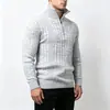 2026 Nuevo Suéter de Punto Trenzado de Media Cremallera y Cuello Alto para Hombre Otoño Invierno Textura Aran Retro Jersey Casual Ropa para Hombre