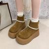 Botas Retro de Suela Gruesa para Aumentar Altura para Mujer 2025 Otoño e Invierno Nueva Moda Versátiles de Aspecto Adelgazante Botines Cortos para Mujer