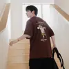 Fornecimento direto da fábrica 220g camiseta divertida estampada de manga curta para meninos verão solta algodão meninos camiseta de meia manga