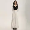Jeans de pierna curva para mujer, nueva colección primavera/otoño, corte holgado, tiro alto, fluidos, versátiles, largos hasta el suelo, efecto adelgazante, disponibles para dropshipping