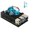 Carcasa de aleación de aluminio para Raspberry Pi 4B, carcasa con refrigeración de doble ventilador, carcasa protectora metálica para Raspberry Pi, compatible con la 4ª generación B