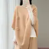 Chal de punto de lana 100% francés para mujer Otoño Invierno Abrigo holgado de longitud media Bufanda Chal Suéter