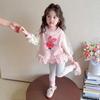 Conjunto de Sudadera de Encaje para Niñas Primavera y Otoño Nuevo Pantalón de Chándal para Niñas Conjunto de Dos Piezas Coreano Casual Deportivo Ropa Infantil de Moda