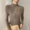 2026 Jersey de Cuello Alto Medio de Cachemira sin Costuras para Mujer Otoño e Invierno Sencillo Ajustado Versátil Suéter de Punto Base de Lana