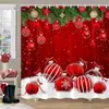 Cortina de Ducha Muñeco de Nieve Navideño Santa Feliz Elfo Reno Camión Rojo Tela de Poliéster Cortina de Ducha Impresa Baño