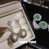 Joyas: Falda Pomposa de Gema Púrpura Iris, Broche de Diamante Brillante, Set de Broches de Ágata Verde Floral de Alta Gama para Banquetes