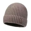 Gorro de punto liso para otoño e invierno para hombres y mujeres, gorro de lana grueso y cálido, gorro versátil con borde enrollado, gorro de punto para exteriores