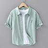 Camisa informal de algodón a rayas de verano para hombre, holgada, elegante, artística, juvenil, de manga corta, moderna para hombre