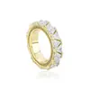 Anillo Hip-Hop de Diamante Completo con Garras Triangulares de Circonita para Hombres, Accesorio de Moda Rap para Festivales, Superventas Transfronterizo
