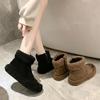 Botas de Neve de Algodão Espesso Sapatos Peludos Femininos 2025 Inverno Novo Botas Estilo Preppy Sapatos de Algodão com Forro de Lã Botas Curtas Versáteis