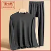 Conjunto direto da fábrica de roupa íntima térmica masculina para outono e inverno, camada base justa, autocalor, adequado para homens de meia-idade, top e calça de outono à prova de frio