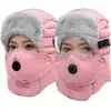 Gorro estilo Lei Feng para hombre, mascarilla facial a prueba de viento y frío, gorro cálido para ciclismo de invierno, gorro de algodón engrosado y forrado de felpa para mujeres que montan bicicletas eléctricas