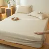 Sábana Bajera Ajustable Jacquard de Lino y Algodón Wabi-Sabi Clase A Pieza Única Juego de Tres Piezas de Algodón Puro Ropa de Cama Sencilla para Casa de Huéspedes