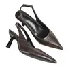 Zapatos de Tacón Alto Stiletto de Punta Abierta y Punta Cerrada para Mujer, Nuevas Tendencias, Comercio Transfronterizo Europeo y Americano, Color Marrón