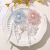 Tela de Malla con Flores Bordadas y Flecos de Perlas para Niña Dulce Oxygen Adhesivo para Manualidades Accesorios para Pendientes de Primavera y Verano Accesorios para el Cabello Pin Lateral Accesorios para Corsage