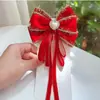 Pinza Roja para el Cabello de Niña Accesorio para el Cabello de Princesa Pasador con Lazo Doble Pinza para el Cabello de Niña Accesorio para el Cabello de Bebé Estilo Chino Año Nuevo