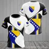 Patrón del Emblema Nacional Bosnio Impresión 3D Transfronterizo Nuevo Camiseta Casual de Manga Corta para Hombre Venta Directa de Fábrica Suministro