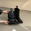Hebilla de cinturón retro para aumentar la altura, botas de mujer, nuevo estilo otoño 2026, punta cuadrada, botines elegantes, botas de montar a media pantorrilla
