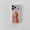 Niña Pequeña de Dibujos Animados a Rayas Adecuado para Iphone17Promax Colgante de Corazón 15/16Pro Funda para Teléfono Apple 17
