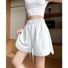 Shorts Esportivos Casuais Largos de Meio Comprimento em Seda de Gelo Branca Yamamoto para Mulheres, Novo Estilo Verão 2026