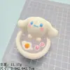 Perro de orejas grandes tridimensional luminoso huevo escalfado juego de comida accesorios de resina manual DIY encogimiento simulación casa de juegos para niños comida