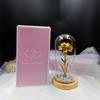 Regalo Día de la Mujer Día del Maestro Decoración Gabinete de Noche Sala de Estar Flor Clavel Simulación Lámina de Oro Cubierta de Vidrio para Madre