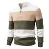 2026 Nuevo Suéter de Punto Cruzado Otoño/Invierno para Hombre Cuello Alto Media Cremallera Tejido Talla Grande Moda Casual Camisa Base