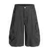 2025 Nuevo Americano Retro Multibolsillos Pantalones Cortos Cargo Cimitarra para Hombre Sueltos Casual Recortados Pierna Ancha