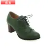 Zapatos Brogue Retro de Comercio Exterior Tacón Alto Tacón Grueso Cordones Delanteros Talla Grande Zapatos para Mujer D3090