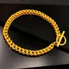 Hip-Hop Europeo y Americano Hebilla Ot de Acero Inoxidable Pulsera de Cadena de Clip Cadena Cubana de Moda Cadena Doble para Clavícula Collar de Pareja