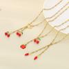 Collar Personalizado Popular Fruta Cereza Roja Manzana Pimienta Creativo Hueco Amor Borla Dongguan Joyería de Acero de Titanio
