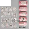 Pegatinas de arte para uñas transfronterizas: Pegatinas de uñas Halloween araña rosa telaraña fantasma rosa gel 3D relieve cara de fantasma