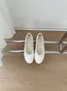 Sapatos femininos estilo coreano azul noturno delicado com contas 2026 outono sapatilhas de vovó com laço francês
